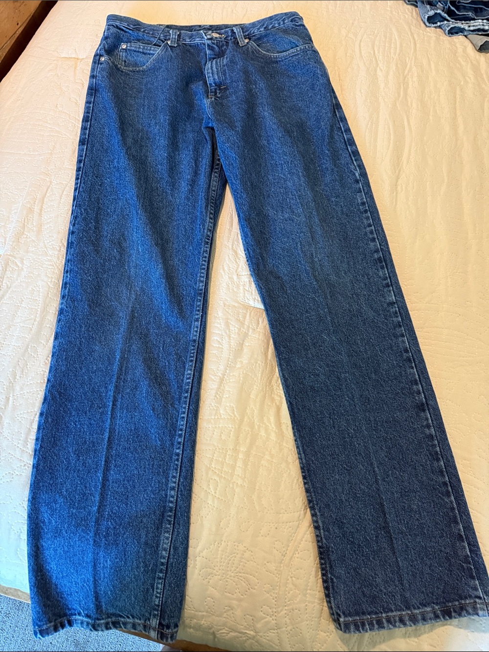 Wrangler Men's Straight-Leg Jeans in Dark Blue Denim